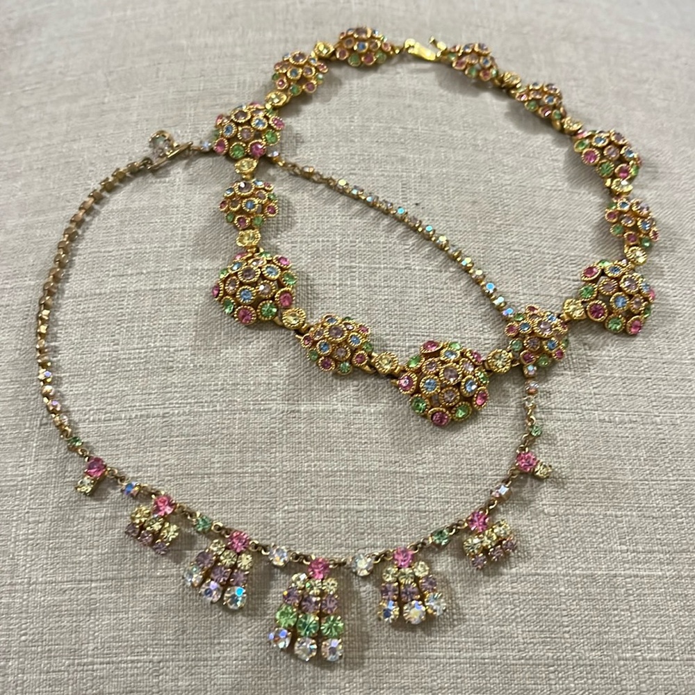 Lot of 2- vintage rhinestone necklaces
